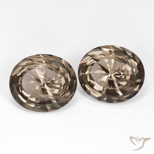 13.90 ctw Brown Smoky Quartz Stones, Natural Smoky Quartz in Oval Concave Cut Shape for Sale