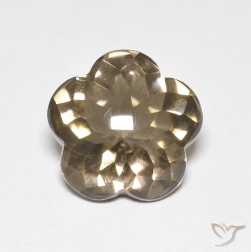 4.99ct Natural Warm Brown Smoky Quartz, Flower Cut, Transparent