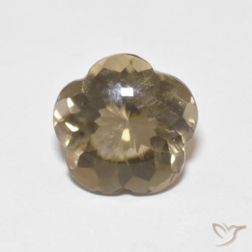 4.59ct Natural Light Tortilla Brown Smoky Quartz, Flower Cut, Transparent