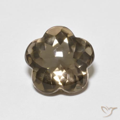 4.84ct Natural Wood Brown Smoky Quartz, Flower Cut, Transparent