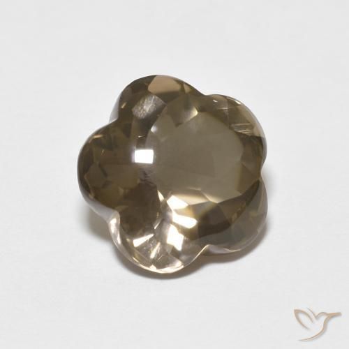 4.84 ct Brown Smoky Quartz Stone, Natural Smoky Quartz in Flower-Cut Shape for Sale