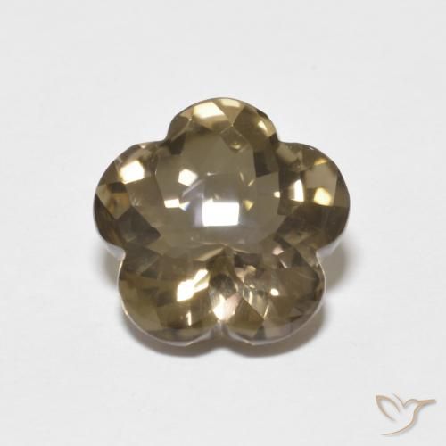 4.38ct Natural Light Tortilla Brown Smoky Quartz, Flower Cut, Transparent