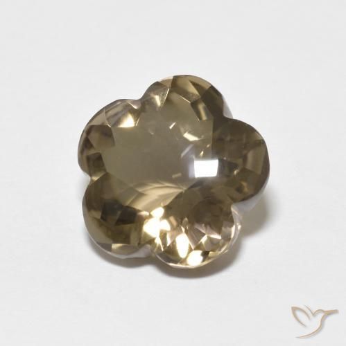 4.38 ct Brown Smoky Quartz Stone, Natural Smoky Quartz in Flower-Cut Shape for Sale
