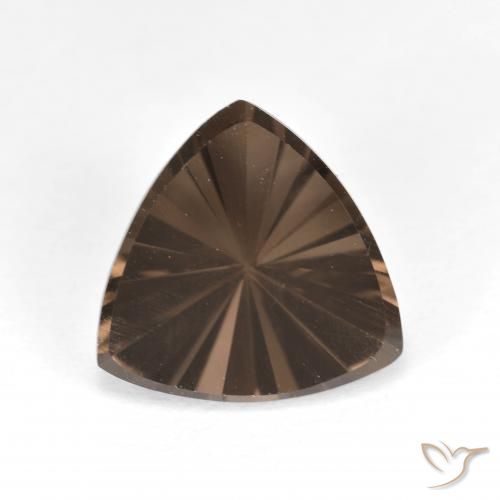 2.59ct Trillion Concave Cut Brown Smoky Quartz from Brazil, Dimension 10.2 x 10mm, Natural untreated Gemstone, VVS Clarity, 1 piece Smoky Quartz in Medium-dark Brown Color, Mohs Hardness of 7 suitable for daily wear jewelry, Photo A