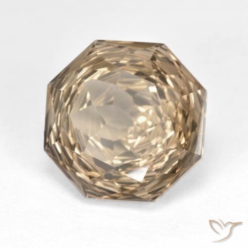 6.43 ct Brown Smoky Quartz Stone, Natural Smoky Quartz in Octagon Concave Cut Shape for Sale