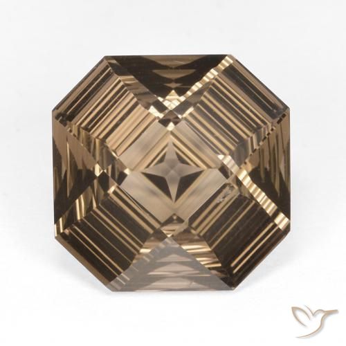 6.1 ct オクタゴン コンケーブ カット スモーキー クォーツ、12.1 x 12 mm ブラジル産, Photo A