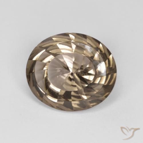14.1 x 12.2mm Oval Concave Cut Brown Smoky Quartz from Brazil, Weight of 6.37ct, Natural untreated gemstone in VVS Clarity, 1pc Smoky Quartz - the Color is , Mohs Hardness of 7 suitable for daily wear jewelry, Photo A