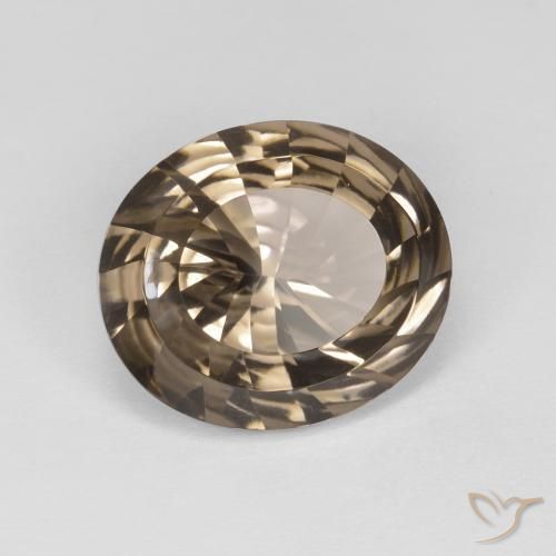 6.74 ct Brown Smoky Quartz Stone, Natural Smoky Quartz in Oval Concave Cut Shape for Sale
