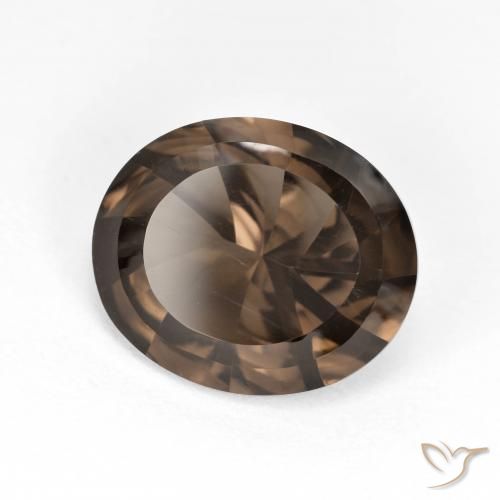 3.97 ct Brown Smoky Quartz Stone, Natural Smoky Quartz in Oval Concave Cut Shape for Sale