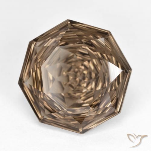 8.80 ct Brown Smoky Quartz Stone, Natural Smoky Quartz in Octagon Concave Cut Shape for Sale