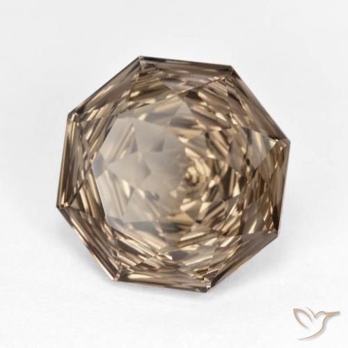 5.46 ct Brown Smoky Quartz Stone, Natural Smoky Quartz in Octagon Concave Cut Shape for Sale