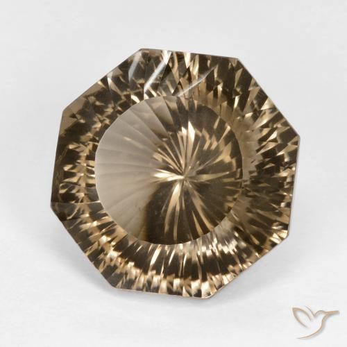 9.62 ct Brown Smoky Quartz Stone, Natural Smoky Quartz in Octagon Concave Cut Shape for Sale