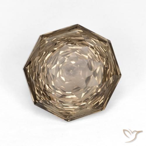 5.74 ct Brown Smoky Quartz Stone, Natural Smoky Quartz in Octagon Concave Cut Shape for Sale