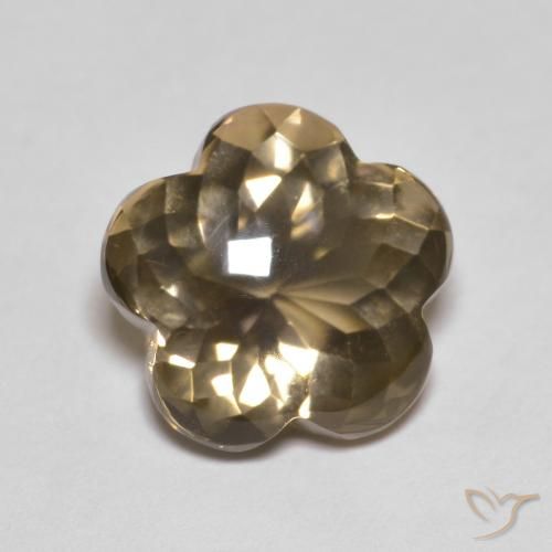Quartz Fumé Brun flower-cut du Brésil, 11,3x10,9 mm, poids de 4,55 ct, pierre gemme naturelle Non traité de pureté Transparent, 1 pièce Quartz Fumé, couleur Brun moyen-léger, dureté Mohs de 7 convient aux bijoux de tous les jours, pierre de sagesse, Photo A