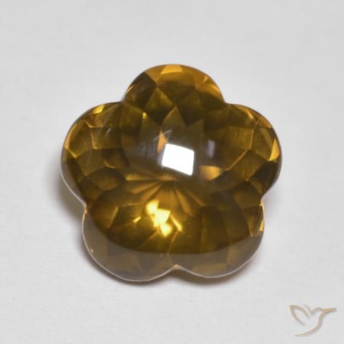 5.15ct Natural Caramel Brown Smoky Quartz, Flower Cut, Transparent