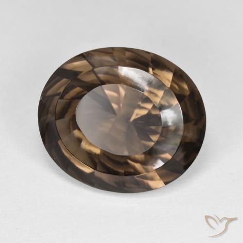 6.58 ct Brown Smoky Quartz Stone, Natural Smoky Quartz in Oval Concave Cut Shape for Sale