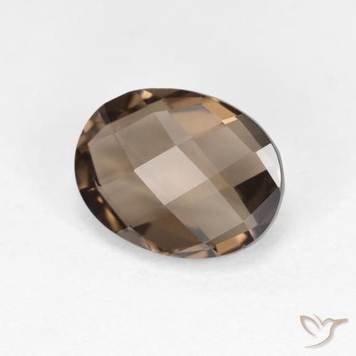 1.74 ct Brown Smoky Quartz Stone, Natural Smoky Quartz in Oval Checkerboard (double sided) Shape for Sale