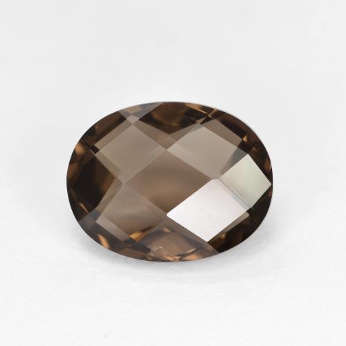 Medium Brown Smoky Quartz Gem - 1.9ct Oval Checkerboard (double sided) (ID: 623573)