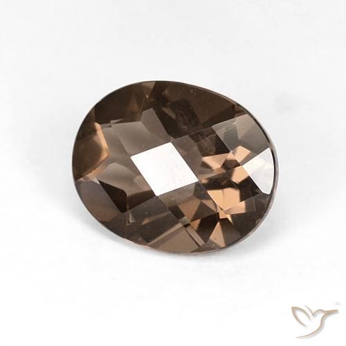 2.52 ct Brown Smoky Quartz Stone, Natural Smoky Quartz in Oval Checkerboard Shape for Sale