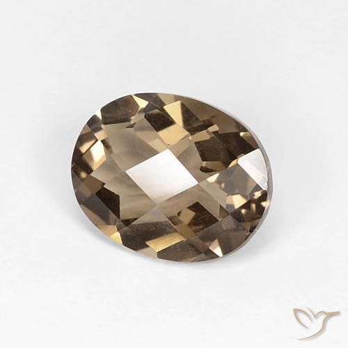 2.45 ct Brown Smoky Quartz Stone, Natural Smoky Quartz in Oval Checkerboard Shape for Sale