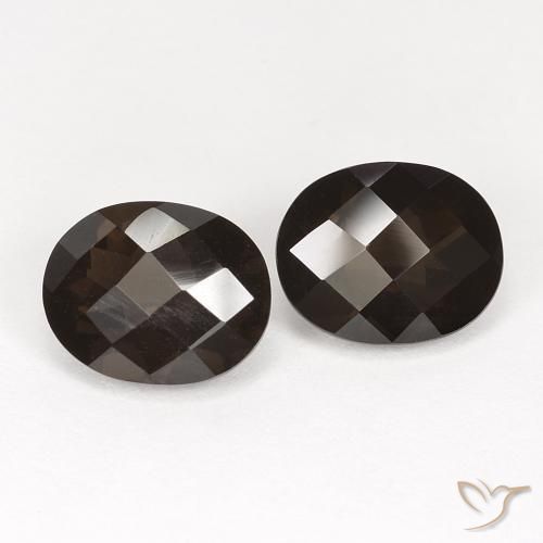 5.19 ctw Brown Smoky Quartz Stones, Natural Smoky Quartz in Oval Checkerboard Shape for Sale