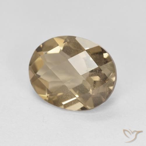 2.35 ct Brown Smoky Quartz Stone, Natural Smoky Quartz in Oval Checkerboard Shape for Sale