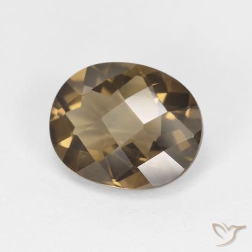 2.35 ct Brown Smoky Quartz Stone, Natural Smoky Quartz in Oval Checkerboard Shape for Sale