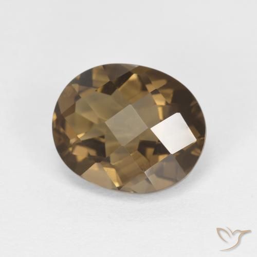 2.40 ct Brown Smoky Quartz Stone, Natural Smoky Quartz in Oval Checkerboard Shape for Sale