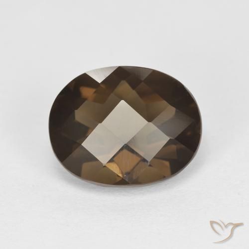 2.42 ct Brown Smoky Quartz Stone, Natural Smoky Quartz in Oval Checkerboard Shape for Sale