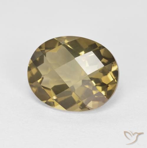 2.43 ct Brown Smoky Quartz Stone, Natural Smoky Quartz in Oval Checkerboard Shape for Sale