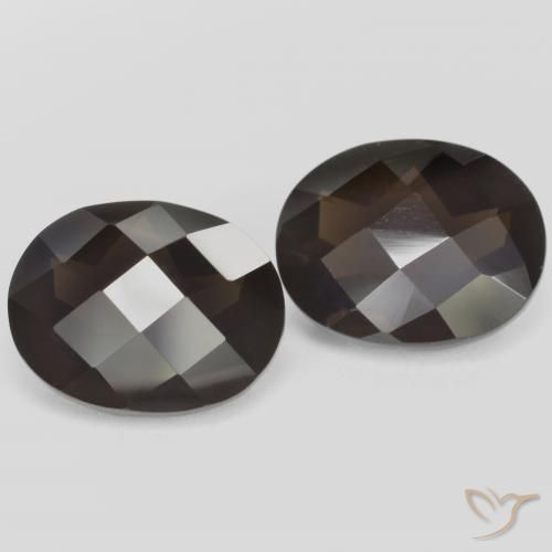 4.84 ctw Brown Smoky Quartz Stones, Natural Smoky Quartz in Oval Checkerboard Shape for Sale