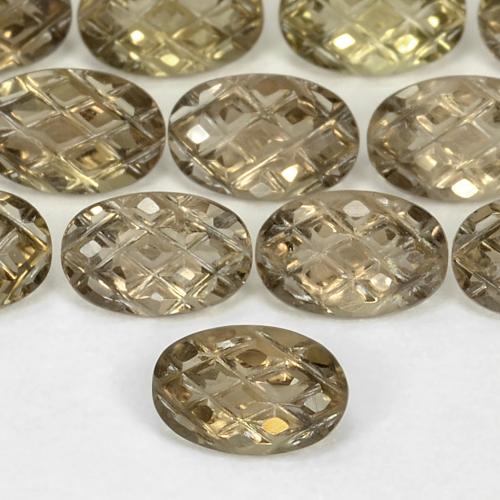 6 x 4mm Ovalada Marrón Cuarzo Ahumado - Peso promedio. 0,36 ct cada uno, rubí de 6 x 4mm que se vende por pieza, claridad vvs-vs, piedra preciosa natural No tratado, dureza de Mohs 7 Adecuado para joyas de uso diario, Photo A