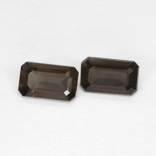 2pc Matching Octagon / Emerald Cut Brown Smoky Quartzs in Size 5.1 x 3.1mm, Weight 0.5ct total / avg. 0.25ct each, Brown in VVS-VS Clarity, Natural untreated Gemstone, Mohs Hardness 7 suitable for daily wear jewelry, Photo A
