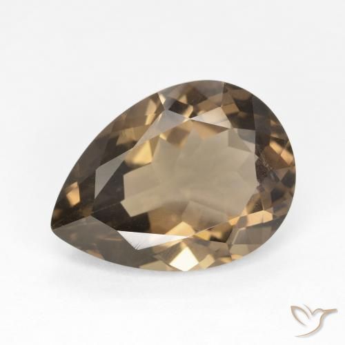 6.31ct Natural Medium Light-Brown Smoky Quartz, Pear Shape, VVS-VS