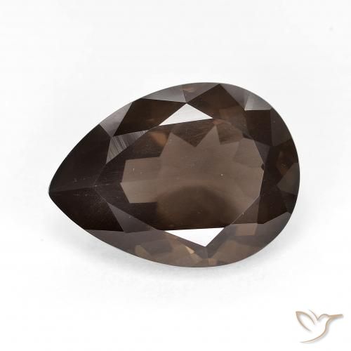 6.40ct Natural Medium Dark-Brown Smoky Quartz, Pear Shape, VS