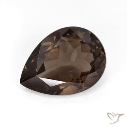 6.34ct Natural Dark Brown Smoky Quartz, Pear Shape, VS