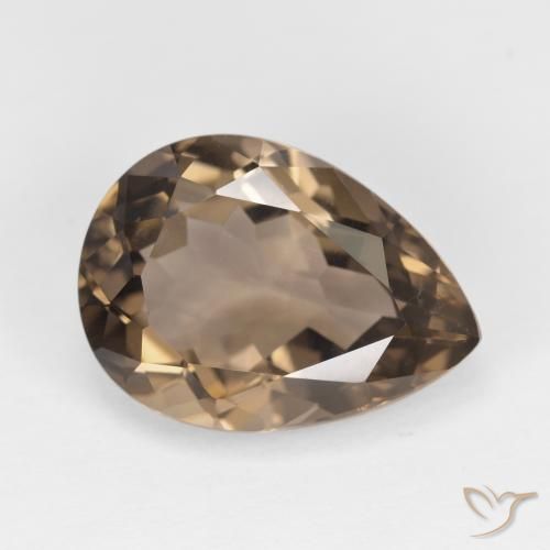 6,3 ct birnenschliff Rauchquarz aus Brasilien, Größe: 15,1 x 10,9mm, Reinheit: VVS, Garantiert echter Edelstein, 1 Stück Rauchquarz in Warmes Braun Farbe, Mohs-Härte von 7 Geeignet für den täglichen Gebrauch im Schmuck, Photo A