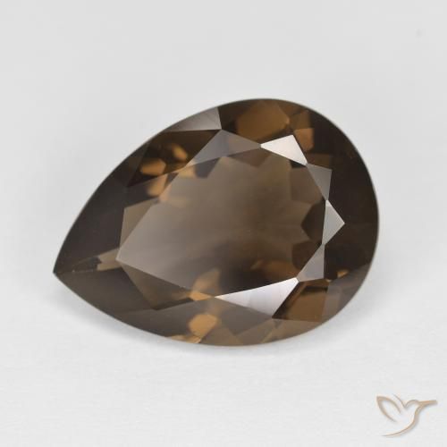 5.67ct Natural Dark Brown Smoky Quartz, Pear Shape, VVS