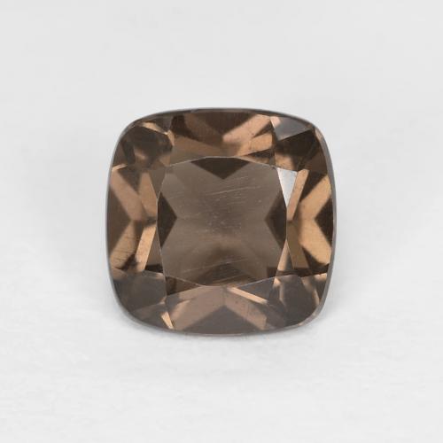0.89ct Cushion-cut Brown Smoky Quartz from Brazil, Dimension 6.1 x 6.1mm, Natural untreated Gemstone, VVS Clarity, 1 piece Smoky Quartz in Gingerbread Brown Color, Mohs Hardness of 7 suitable for daily wear jewelry, Photo A