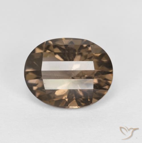 2.47 ct Brown Smoky Quartz Stone, Natural Smoky Quartz in Oval Concave Cut Shape for Sale