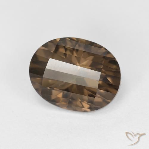 2.54 ct Brown Smoky Quartz Stone, Natural Smoky Quartz in Oval Concave Cut Shape for Sale