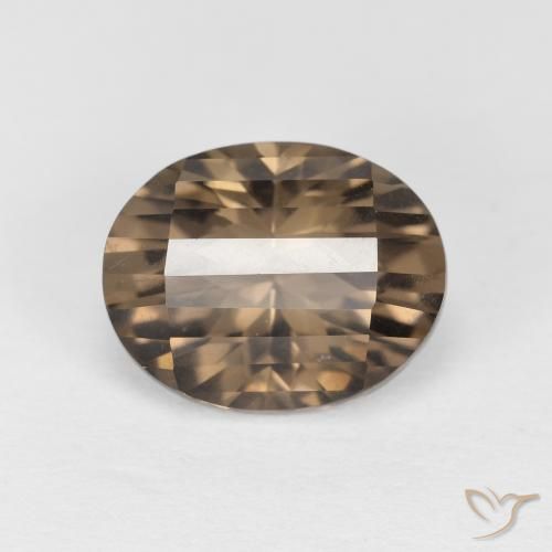 2.61 ct Brown Smoky Quartz Stone, Natural Smoky Quartz in Oval Concave Cut Shape for Sale