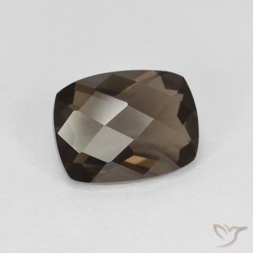 1.89 ct Brown Smoky Quartz Stone, Natural Smoky Quartz in Cushion Checkerboard Shape for Sale