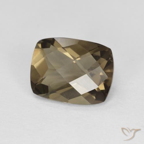 1.90 ct Brown Smoky Quartz Stone, Natural Smoky Quartz in Cushion Checkerboard Shape for Sale