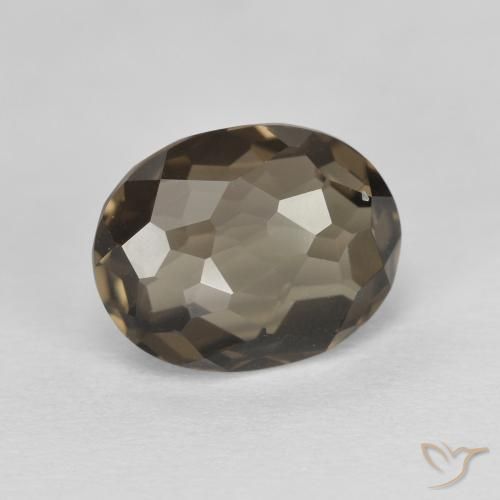 2.74 ct Brown Smoky Quartz Stone, Natural Smoky Quartz in Oval Checkerboard Shape for Sale