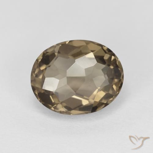 9,6 x 7,7mm brauner Rauchquarz im Oval Schachbrett aus Brasilien, Gewicht 2,23 ct, Garantiert echter Edelstein in VVS Reinheit, 1 Stück Rauchquarz - die Farbe ist Braun, Mohs-Härte von 7 Geeignet für den täglichen Gebrauch im Schmuck, Photo A