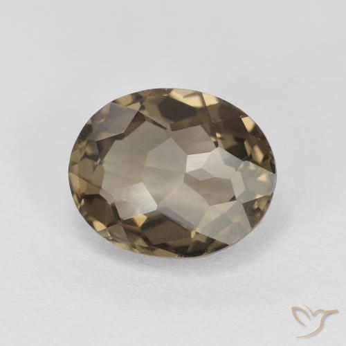 2.23 ct Brown Smoky Quartz Stone, Natural Smoky Quartz in Oval Checkerboard Shape for Sale