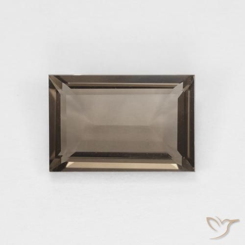 9 x 6mm Baguette Facet Brown Smoky Quartz from Brazil, Weight of 1.39ct, Natural untreated gemstone in VVS Clarity, 1pc Smoky Quartz - the Color is Hickory Brown, Mohs Hardness of 7 suitable for daily wear jewelry, Photo A