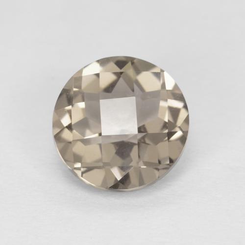 1.22ct Round Checkerboard Brown Smoky Quartz from Brazil, Dimension 7.1mm, VVS Clarity, Natural untreated gemstone, 1pc Smoky Quartz in Light Neutral Brown Color, Mohs Hardness of 7 suitable for daily wear jewelry, Photo A