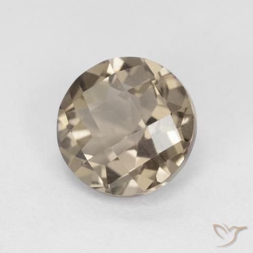 1.26 ct Brown Smoky Quartz Stone, Natural Smoky Quartz in Round Checkerboard Shape for Sale